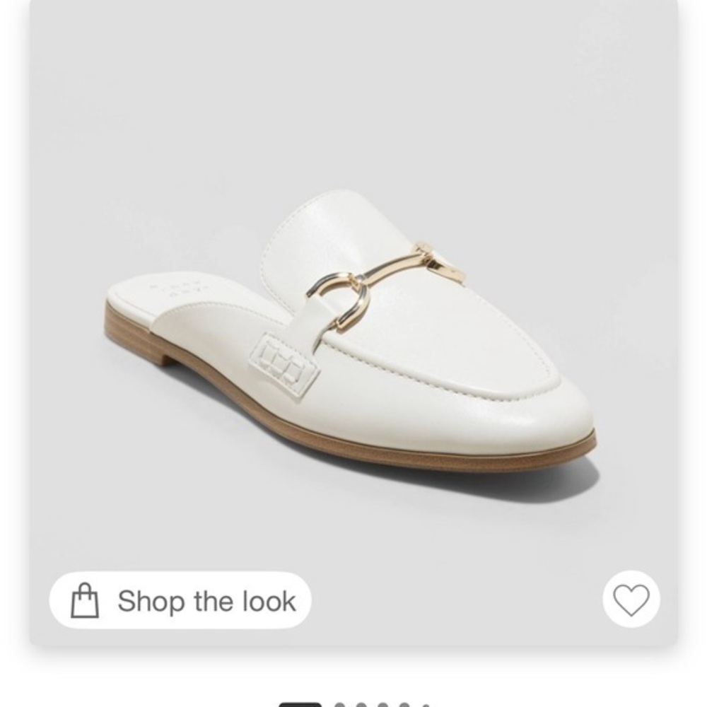 A new day sandy mule flats: Elegant White Leather Slip-On Loafers